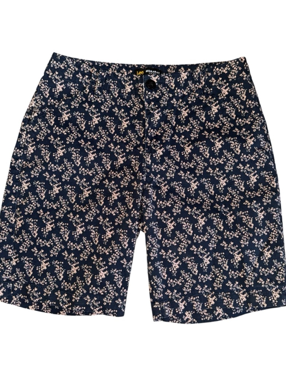 Lee Floral Shorts Womens 10 Mid Rise Navy Pink Stretch Casual Summer